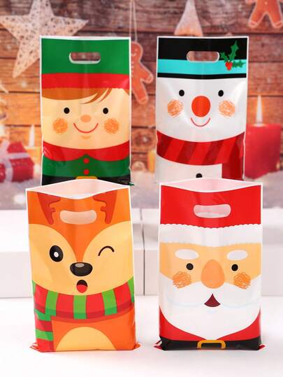 50 pezzi Sacchetti regalo di Natale, Babbo Natale, Pupazzo di neve, Renna, Borse di plastica stile cartone animato natalizio, Decorazioni natalizie, Forniture per feste di Natale, Sacchetti regalo piccoli natalizi, Sacchetti per avvolgere piccoli articoli, Forniture per avvolgere regali per raduni familiari, Forniture per avvolgere in cucina, Decorazioni per il Nuovo Anno 2026, Bomboniere per feste