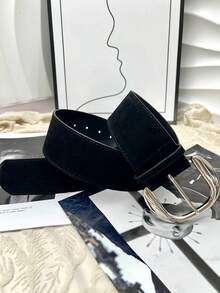 1 件纯色 PU 皮革复古做旧银扣性感黑棕色绒面牛仔风格男女通用腰带配饰，适合所有季节夏季、学校秋季、秋季、万圣节 - 彩色 - 查看 10