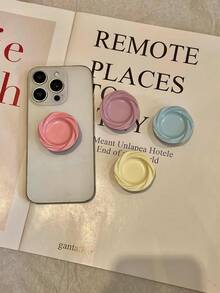 圆形板式粘合手机支架，DIY 手机支架兼容所有手机，强力粘合支架兼容 、Android 手机，生日、家人、朋友的礼物推拉式手机握把手机配件