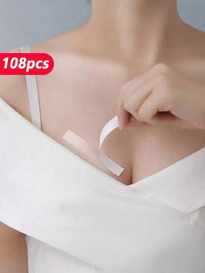 108/72/36 Strisce di nastro biadesivo per moda e abbigliamento, nastro adesivo per abbigliamento impermeabile, nastro per tessuti sulla pelle, nastro adesivo per il corpo resistente, trasparente per tutti i tipi di pelle