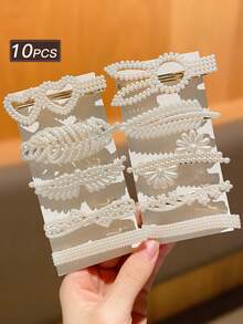 Bộ 5/10/15/30 chiếc kẹp tóc nữ màu be, thời trang và thanh lịch, đính ngọc trai giả, nhiều kiểu dáng kết hợp, phù hợp sử dụng hàng ngày, được đề xuất làm quà tặng phụ kiện tóc cho nữ, kẹp càng cua, kẹp tóc, kẹp tóc cài, kẹp tóc hình cá sấu, phụ kiện đội đầu, ghim cài tóc, quà tặng Ngày của Mẹ - Nhiều màu - Xem 17