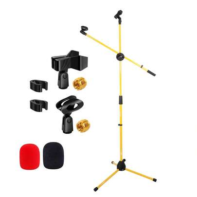  5 Core Mic Stand Floor Universal Height Adjustable Tripod Microphone Stands Holds 2 Mics W Extending Telescoping Boom Arm Foldable Portable For Studio On Stage