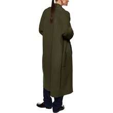 Womens Long Sleeve Maxi Cardigan Open Front Oversized Knitted Sweater Coat Casual Lapel Warm Overcoat With Pockets - xanh quân đội - Xem 3