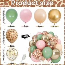 浅粉色、鼠尾草绿、沙色、白色、金属金色加厚乳胶气球和心形铝箔气球花环拱门套装，含流苏帘和生日快乐横幅，适用于1岁、3岁、5岁、13岁、16岁、18岁、21岁、30岁、40岁生日派对装饰用品 - 混色 - 查看 8