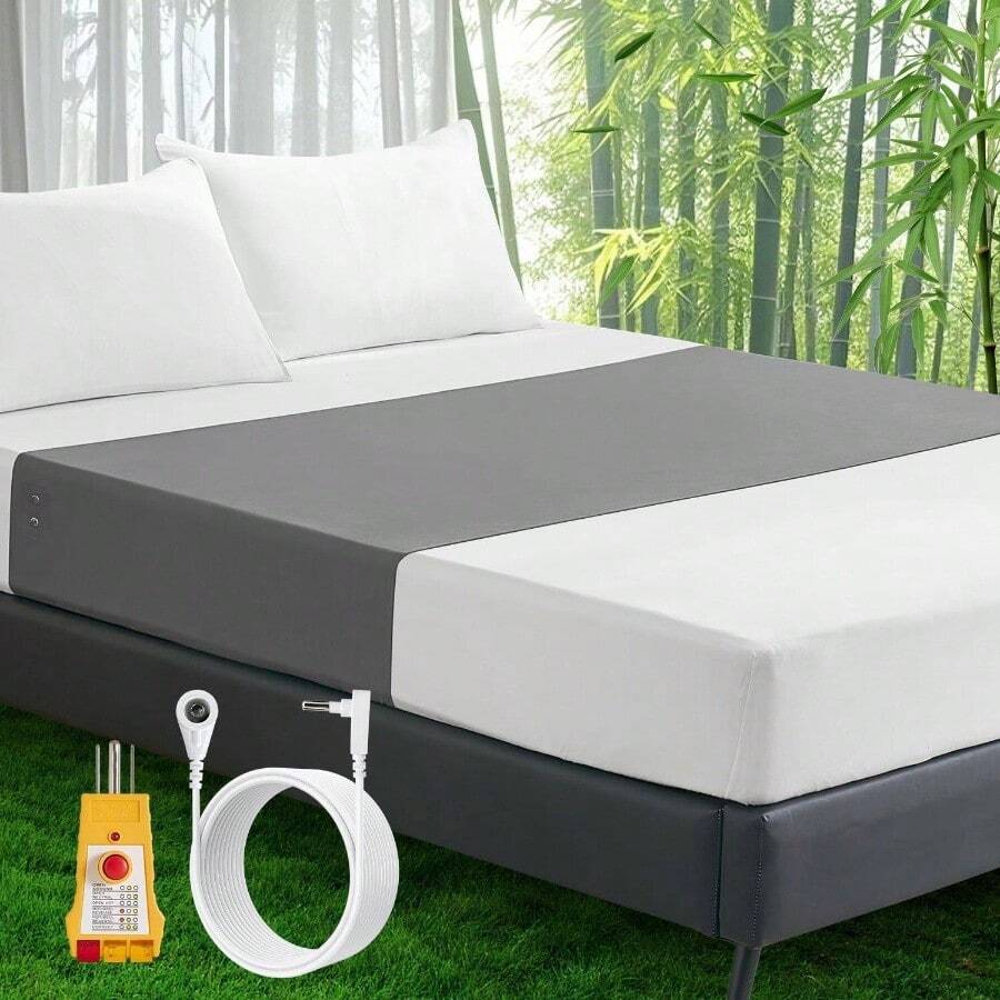 Grounding Sheets, Grounding At For Bed 90 Rayon Derived From Bamboo 0 Silver Fiber Grounded Earth Sheets For All Attress Sizes Queen Cal King Win Full, With Outlet Ester 04"X24"(Grey) - 灰色 - 查看 1