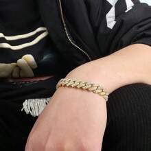 1 件男士时尚菱形链手链，嘻哈链手链万圣节配饰朋克