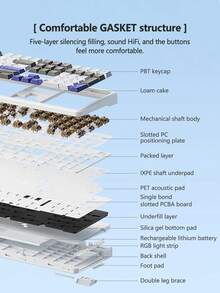 AULA F108 Three-Mode Mechanical Keyboard, Supporting Wired/Wireless Connection, 108 Fully Arranged Layout, Cool RGB Lighting Effect, Compatible With Windows/IOS System, Ergonomic Design, Suitable For Connecting Computers And Notebook Devices.