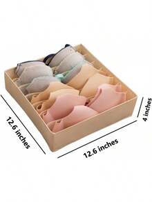 ALYER Collapsible Bra(A-C Cup) Drawer Organizer,Durable Cloth Storage Box Bins Dividers For Panties,Underwear,Socks,Lingerie(Beige-7 Cells)