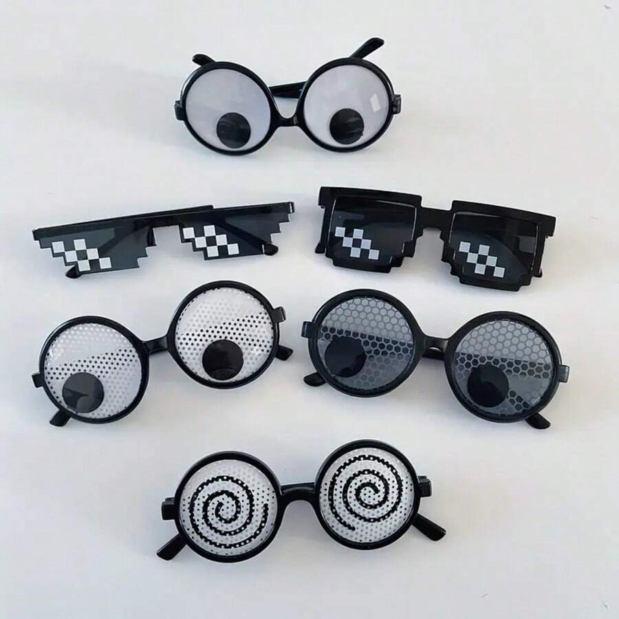 1pc Novelty Mosaic Glasses With Animated Eyes - Fun Party Accessory For Men & Women, Suitable For Events, Weddings, Birthdays, Bachelorette Parties, Graduations And Carnivals - Fashionable Glasses And Spiral Shapes, Eyewear Accessories