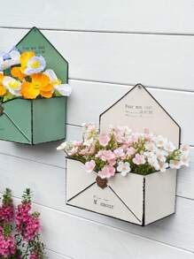 1pc Of Vintage Distressed Wrought Iron Wall-Mounted Planter, Envelope-Shaped Planter, Outdoor Garden Decoration, Suitable For Indoor And Outdoor Use - Succulents, Herbs, And Flowers Planter - Pre-Drilled Design, Easy Hanging Installation, Suitable For Balcony, Patio, Garden, And Terrace Decoration, Handmade, Vintage Aesthetic, Wall Decoration, Sturdy Construction, Gardening Home Decoration