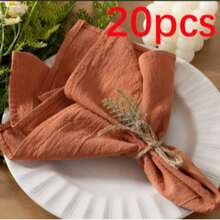 20 片粉色布餐巾，具有柔软的皱纹纹理，纯色方形布餐巾适合圣诞节、婚礼、感恩节、派对装饰，有多种颜色可供选择 - 彩色 - 查看 16