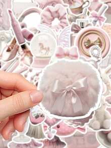 50 miếng dán chủ đề màu hồng nhạt hình cô gái múa ba lê, dùng trang trí phòng, tủ lạnh, máy tính xách tay, máy tính xách tay, nhãn dán sáng tạo tự làm - Nhiều màu - Xem 5