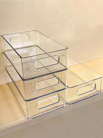 1pc/2pcs Transparent Stackable Storage Box, Large Capacity Desktop Organizer Box, Multi-Functional Storage Box For Storing Cosmetics, Stationery, Notes, Documents And Other Miscellaneous Items, Suitable For Home, School, Office, Back To School Season