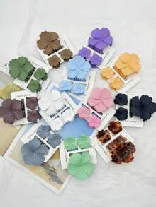 3个/12个/18个/39个装 花卉图案 ABS 塑料发夹，适合居家、学校、海滩、办公室、派对、生日、返校、旅行、度假等场合，甜美发夹，四季皆宜，发爪夹，发夹，发卡，发夹，发卡，花朵发夹，夏季发饰 - 彩色 - 查看 4