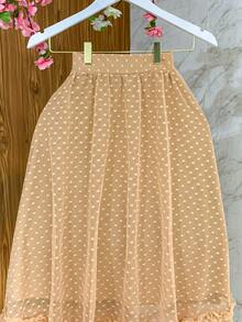 Ruffle Tulle Skirt With Polka Dots And Loose Evangelical Godet - 杏色 - 查看 4