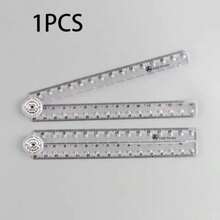 1/3 件透明亚克力折叠尺，带刻度的简易塑料尺，适用于学生绘画和家庭作业，学校用品，返校