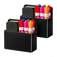 1 caixa magnética para armazenamento de canetas em quadro branco, suporte para giz de escrita, compartimento ajustável para canetas magnéticas, adequada para geladeira, suporte para controle remoto, escritório, casa, cozinha, escola, armário de armazenamento para geladeira, uso multifuncional, vários estilos, várias cores