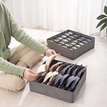 Juego de 4 cajas de almacenamiento de gran capacidad para armario, organizador de cajones para calcetines y ropa interior, organizador de armario y caja de almacenamiento plegable de tela para bragas, sujetadores, calcetines y corbatas