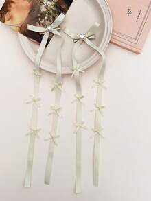 2/10 piezas Accesorios para el cabello de mujer, Pinzas para el cabello con lazo de cinta dulce, Barrettes con lazo de cinta de bailarina, Pinza lateral con borla larga, Decoraciones versátiles para el cabello para uso diario, Atuendo de invierno para mujer, Lazos, Lindos, Elegantes, Accesorios para la cabeza, Horquillas - Multicolor - Ver 7