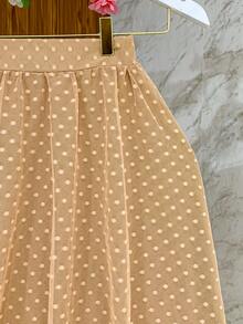 Ruffle Tulle Skirt With Polka Dots And Loose Evangelical Godet - 杏色 - 查看 2