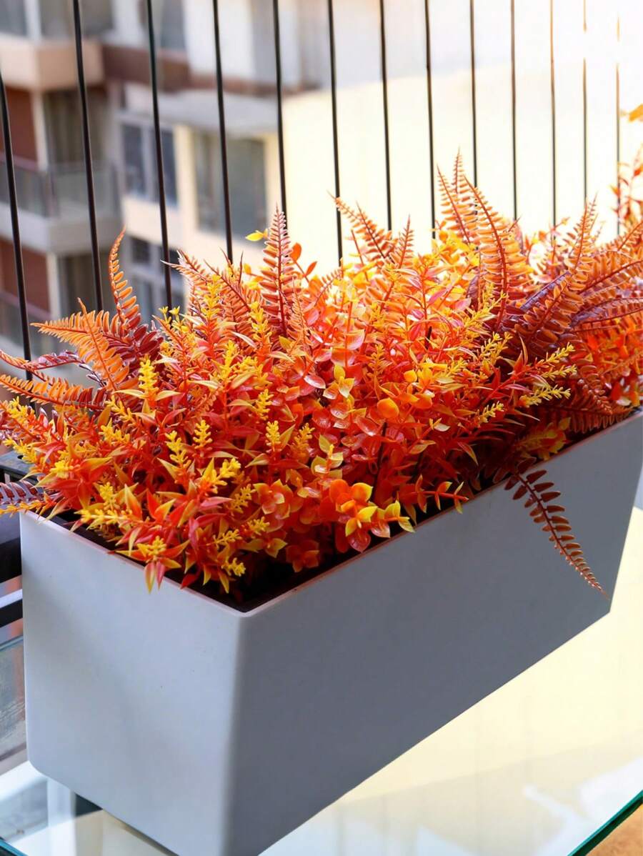 9 paquetes de plantas artificiales de hierba resistentes a los rayos UV, plantas falsas de arbustos de plástico para interiores y exteriores