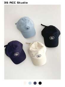 1pc 女士简约蓝色字母棒球帽,春季新款大码加深百搭显小脸,极简软顶鸭舌帽,复古字母鸭舌帽百搭时尚帽子防晒街头风 - 棒球帽 - 查看 13