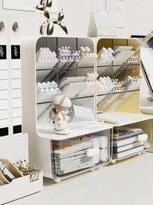 多功能办公桌收纳盒 - 笔筒和储物盒，办公室、宿舍必备，轻巧，无需电源