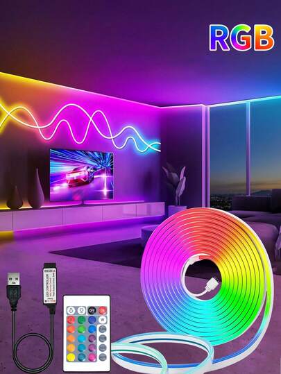 3/4/5M Flexible RGB LED Light Strip, 16 Color Remote Control Dimmable, USB Powered, Waterproof, Suitable For Christmas Party Decoration, Bedroom Ambiance, TV Backlighting, Vanity Mirror, Bathroom Mirror Lighting