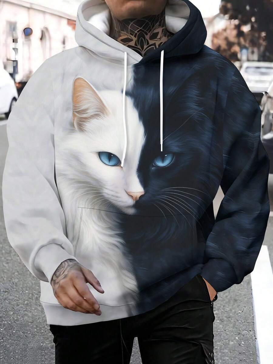 1 pezzo Felpa con cappuccio casual con vestibilità morbida, adatta per l'autunno/inverno