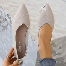 2025 Summer New Large Size Flat Single Shoes Spliced Pointed Toe Shallow Mouth Casual Shoes Cross-Border Women's Shoes Wholesale - màu đen - Xem 2