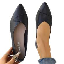 2025 Summer New Large Size Flat Single Shoes Spliced Pointed Toe Shallow Mouth Casual Shoes Cross-Border Women's Shoes Wholesale - màu đen - Xem 6