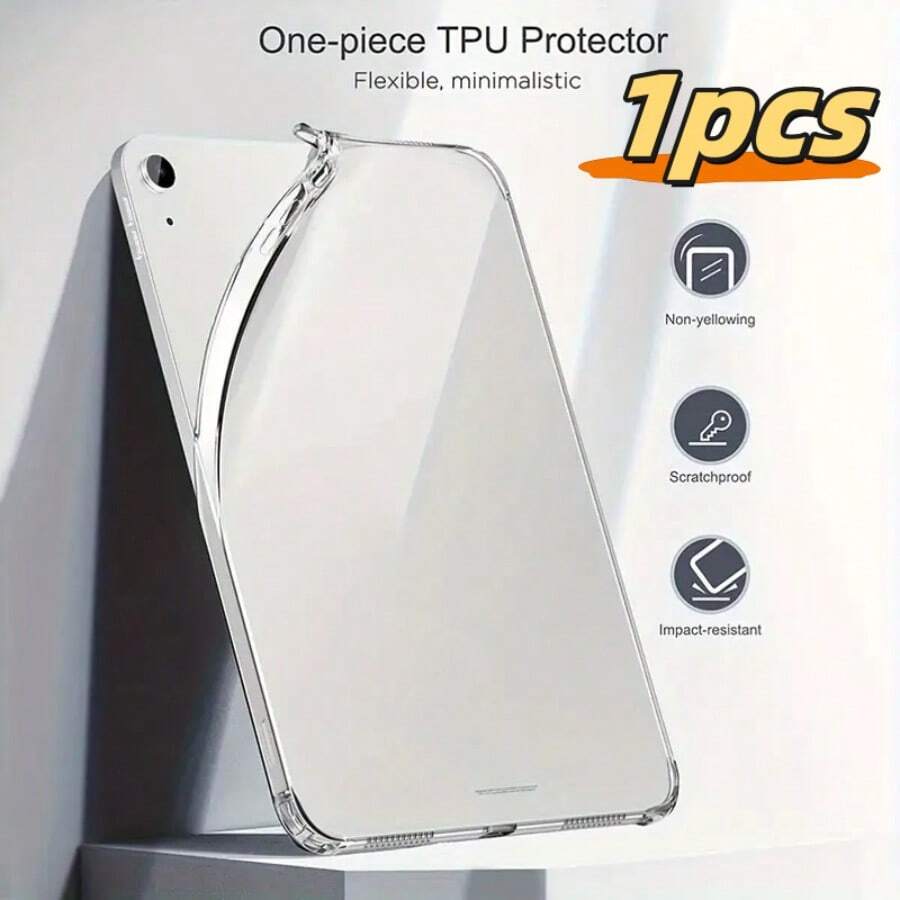 1pc Transparent Tablet Protective Case, Compatible With Huawei MediaPad/MatePad SE/MediaPad T5/MatePad T8/Enjoy Tablet 2/Honor Pad X8/X8 Pro/Pad X9/MatePad Pro 12.2/11.5/10.4 Inch, Adopts Angle Airbag Anti-Drop Design, Single-Handed Grip, All-Round Drop Protection - Clear - View 1