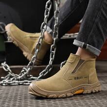 6kV 绝缘防挤压、防刺穿焊接安全靴，柔软防刺穿中底，橡胶外底，绒面革鞋面耐火花和高温，适合所有季节 - 棕色 - 查看 9