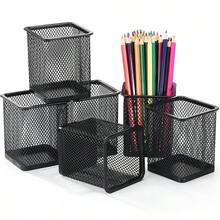 3/4 piezas Soporte metálico para bolígrafos, Taza metálica redonda para bolígrafos, Soporte de malla multifunción para bolígrafos, Organizador de maquillaje para la escuela, la oficina y el hogar, adecuado como regalo de vuelta a clases, Acción de Gracias, Halloween y Navidad