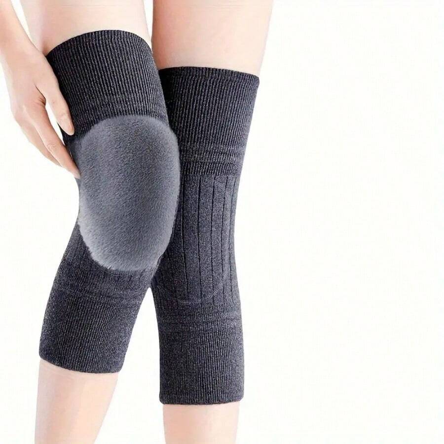 Thick Plush Winter Knee Pads Warm And Supportive For Cold Weather Compression Knee Sleeves Suitable For Autumn And Winter(Single Pack) - Multicolor - View 1