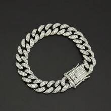 1 件男士时尚菱形链手链，嘻哈链手链万圣节配饰朋克