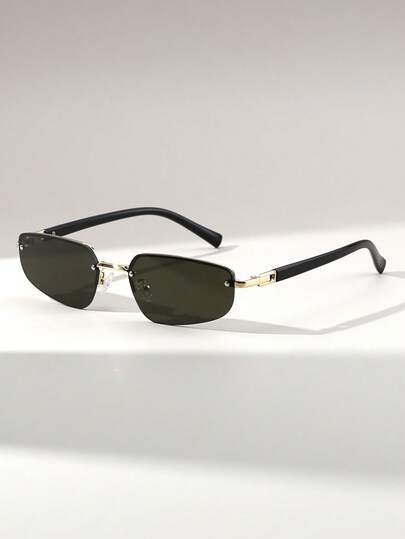 1副女士猫眼无框高品质Y2K百搭街头风时尚眼镜，适合海滩和度假几何形状時尚眼鏡