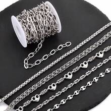 1m 304 Stainless Steel Jewelry Chain, Multi-Style DIY Bracelet Necklace Accessories, Handmade Clothing Chain, Non-Fading Decorative Chain - Various Styles - View 7