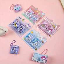 Sanrio 2pcs Sanrio Mini Shared Notebooks, With Colorful Pages And Pockets, Cute Couple Memo Pads, Creative, Hanging Style Cartoon New Rilakkuma Mini Sharing Notebook 50 Sheets, Student Fashion Waterproof Leather Cover With Beaded Chain Diary, Children Mini Pocket Notebook, Cartoon Memo Pad, Kuromi Bean Bag New Style. (Random Style & Color) School Supplies, School Essentials, Back To School, School, Back To School Supplies