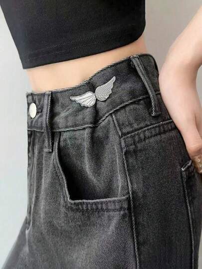 1/2/4Sets Rhinestone Wings Buckle Pant Waist Tightener Detachable Waist Buttons Pins Belts Accessories Pants Clips No Sewing Waistband Tightener