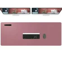 60 x 35 厘米真皮桌垫，真皮鼠标垫，电脑键盘一体式桌垫，大号鼠标垫，笔记本电脑游戏桌垫，高端桌垫，真皮书写学习防污清洁桌面，防滑护眼真皮桌垫，大号鼠标垫，防滑桌垫，防水PU真皮桌面保护垫，书写垫，适用于办公室和家庭（浅紫色）