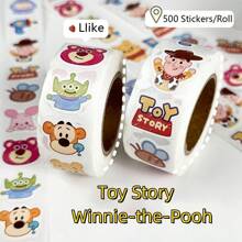 500 Stück Toy Story Aufkleber Rolle - Runde halbglänzende Aufkleber mit Woody & Buzz Lightyear, perfekt für Tagebücher, Scrapbooks, Basteleien und Mehrfachverwendung (Kunststoff, Papier, etc.)