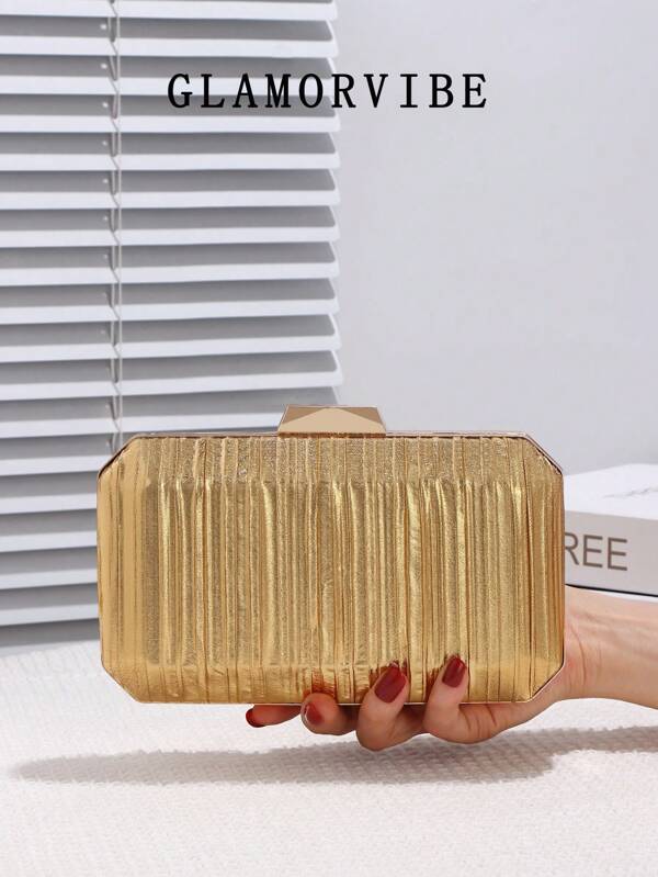 حقيبة سهرة أنيقة من الساتان المطوي قطعة واحدة للنساء، تصميم مطوي زخرفي مناسب للمناسبات الرسمية، حقيبة يد لامعة وراقية، محفظة بتصميم صندوق عالي الجودة، مناسبة للحفلات والزفاف والفساتين الرسمية والحفلات الليلية وحفلات التخرج، يمكن أن تحمل الهاتف والمستحضرات والأحمر والعملات والمفاتيح وغيرها من العناصر