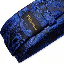 Silk Floral Necktie Set With Tie Clip, Handkerchief & Cufflinks - Royal Blue Floral - View 11