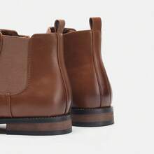 Men's Chelsea Boots, Business/Commute, Side Zipper, Rubber Wood Heel & Sole, Retro Distressed Dual-Color Uppers, Classic Ankle Boots - Ginger - View 7