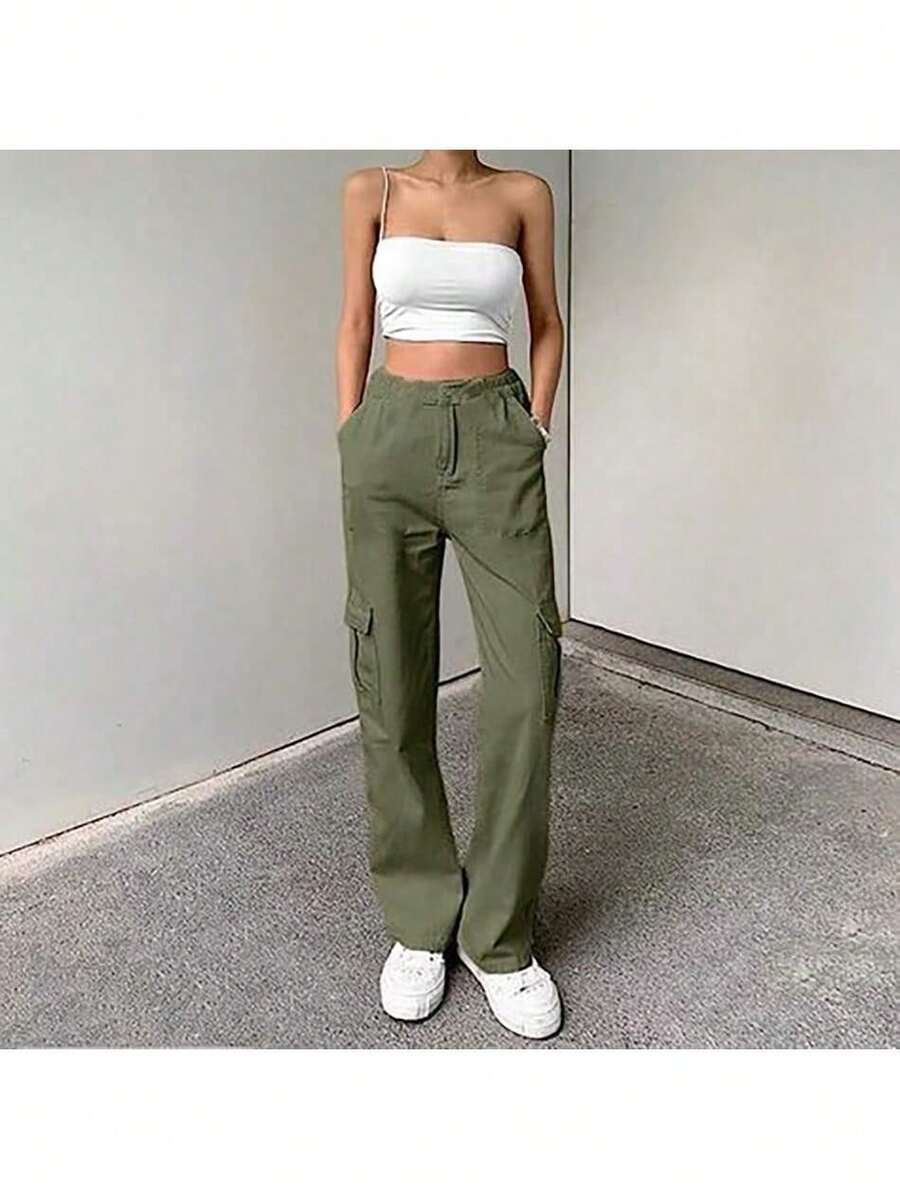 Women's Cargo Pants, Street Style, Versatile And Comfortable - Army Green - View 1