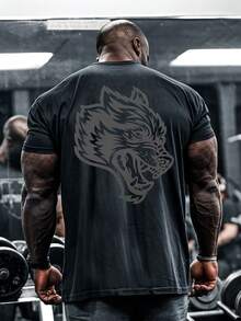 Men Casual Round Neck Short Sleeve 100% Cotton T-Shirt, Summer Vacation Top, Funny Graphic Tees, Y2K Street Wear, Gifts For Boyfriend And Husband - 黑色 - 查看 1