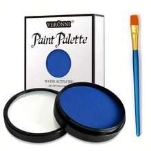 VERONNI 30g Water Activated Face And Body Paint With 1 Brush, Water Soluble Monochrome Face Painting Kit For Stage, Screen, Cosplay, And Halloween Makeup, Available In White, Black, Red, Green, Blue, Purple - 彩色 - 查看 11