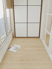 1 卷米色厚剥离粘贴地砖（厚度：0.02 英寸），防水防滑贴纸，自粘厚乙烯基地板，适用于浴室、客厅、卧室、厨房、房车，17.7 * 118 英寸地砖地砖自粘地砖剥离粘贴客厅装饰房间装饰家居装饰