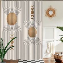 1件波西米亚金色太阳主题浴室浴帘，防水浴帘，浴室装饰，时尚门帘，窗帘，遮阳帘，现代风格浴室隔断帘 - 米色 - 查看 6